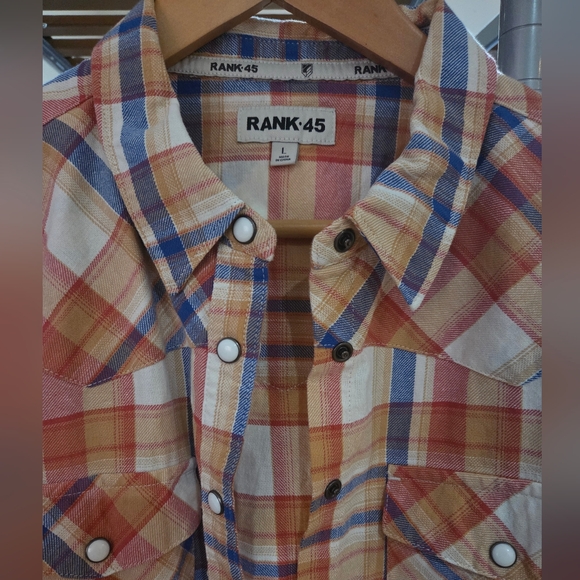 RANK 45 Plaid Western Shirt Snap Button Flannel Cowboy Boho Size L - Picture 5 of 8